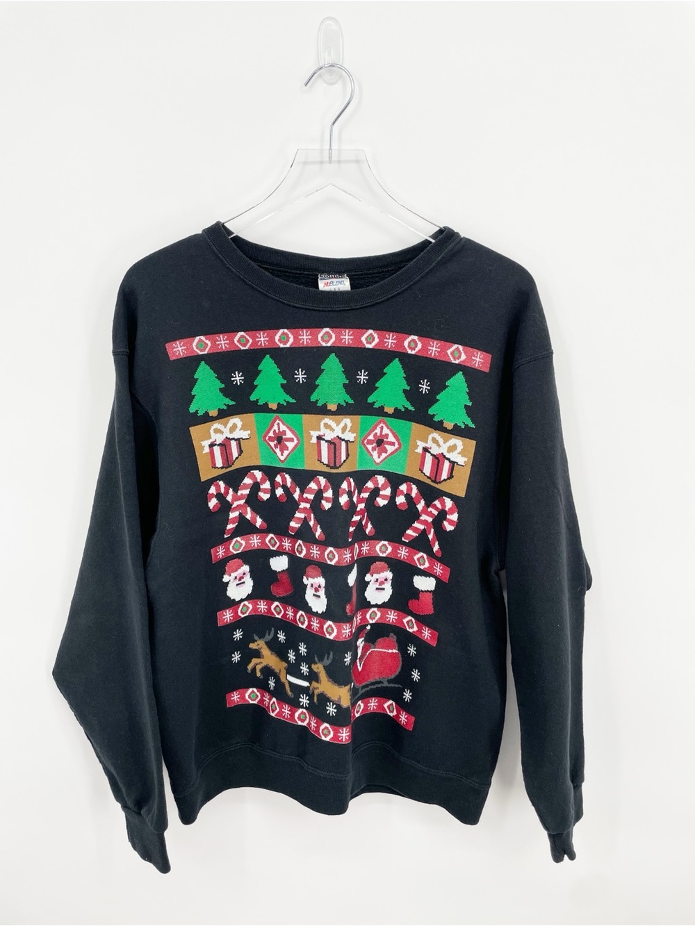 Jerzees Black Crewneck Christmas Sweater